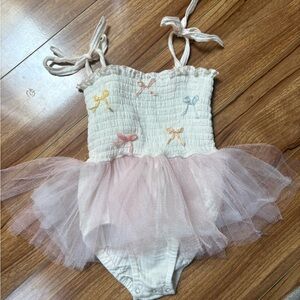 Charming Cream and Pink Kids Casual Dress